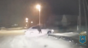 В Самарской области сотрудники ДПС помогли автомобилистке вывести машину из снежного заноса