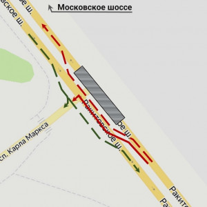 В Самаре движение по Ракитовскому шоссе в районе пересечения с улицей Карла Маркса организуют по временной схеме