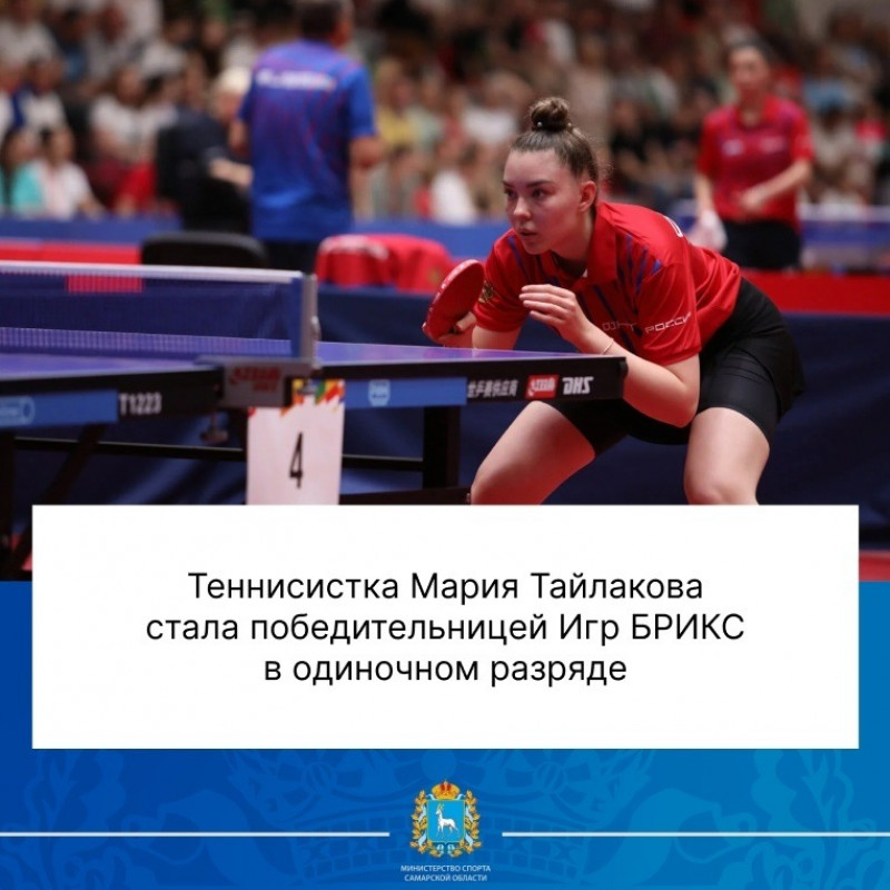 Теннисистка Мария Тайлакова из Самарской области - победитель Игр БРИКС в Казани