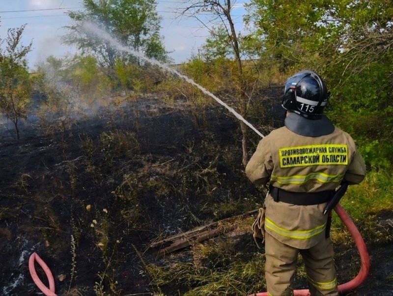 Около села в Безенчукском районе горела сухая трава на площади 100 квадратных метров