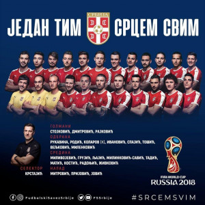 Стала известна итоговая заявка сборной Сербии на Чемпионат Мира по футболу FIFA 2018